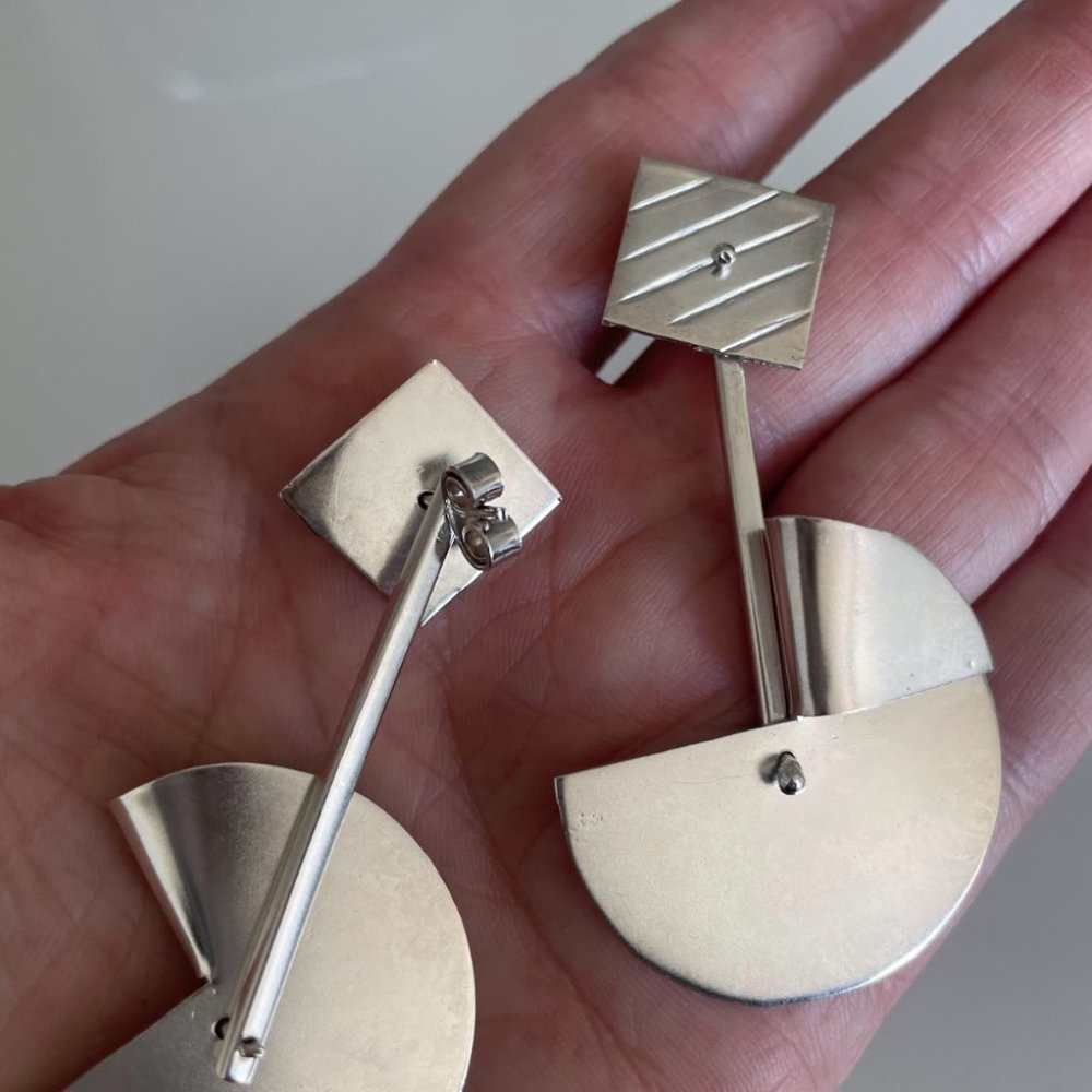 Modernist Dangle Earrings Vintage Mexican Handmade